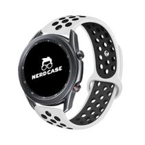 NERDCASE, Pulseira NK Silicone, Compatível com Samsung Galaxy Watch 44mm/45mm/47mm, Pino 22, Branco/Preto