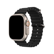 NERDCASE, Pulseira Ocean, Silicone, Compatível com Apple Watch 1-9, 42/44/45/49mm, Preto.