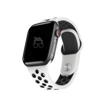 NERDCASE, Pulseira Respirável Sport Furo NK, Silicone, Compatível com Apple Watch Series 1-9, 38mm, 40mm e 41mm, Branco/Preto