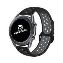 NERDCASE, Pulseira Silicone Furadinha, compatível com Samsung Galaxy Watch, 44mm/45mm/47mm, Pino 22mm - Preto e Cinza