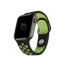 NERDCASE, Pulseira Sport NK com Furos Respirável, Silicone, Compatível com Apple Watch Series 1-9, 42mm/44mm/45mm/49mm, Preto/Verde