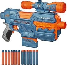 NERF Elite 2.0 Phoenix CS-6 Motorizado Blaster, 12 Dardos Oficiais, 6-Dart Clip, Escopo, Trilhos Táticos, Barris e Pontos de Fixação de Estoque