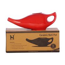 Neti Pot HealthGoods em cerâmica de 225 ml, lavável na máquina de lavar louça, vermelho