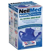 Neti Pot NeilMed Nasaflo 240 ml com 60 sachês para alívio da sinusite