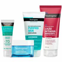 Neutrogena Kit Hidratante Facial + Protetor Solar + Gel de Limpeza + Hidratante Corporal Para Todos os Tipos de Pele