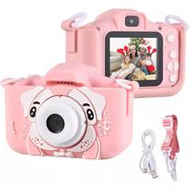 New Camera Digital Infantil Fotos Voz Com Capa Anti Queda Jogos Cor Rosa