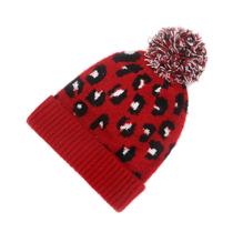 New Fashion Outono Inverno Mulheres Leopard Print Knitt Hair Ball Chapéu de lã New Fashion Outono Inverno Mulheres Leopard Print Knitt Hair Ball Chapéu de lã