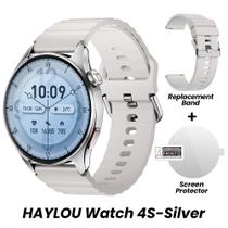 New Haylou Watch 4S GPS 1,43"AMOLED SmartWatch 1ATM À Prova D'água Relógio Esportivo 18Dias-Bateria Cor:Prata