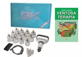New Kit Ventosa BK 12 Copos Azul e o livro de ventosaterapia New Kit Ventosa BK 12 Copos Azul e o livro de ventosaterapia