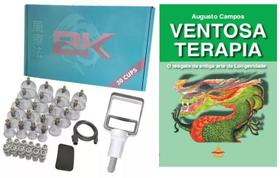 New Kit Ventosa BK 20 Copos Azul e o livro ventosaterapia