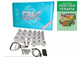 New Kit Ventosa BK 24 Copos Azul e o livro ventosaterapia