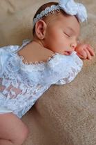 Newborn Body Renda Branco Travesseirinho Laço Roupa Recém Nascido Saída Maternidade Foto Batizado Newborn Body Renda Branco Travesseirinho Laço Roupa Recém Nascido Saída Maternidade Foto Batizado