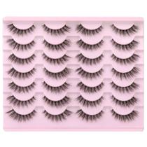 Newcally 14 pares de cílios postiços 3D Mink Wispy