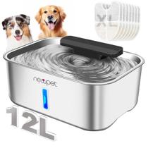 Newpet Fonte de Água Automática para Cães e Gatos 12L Elétrica com Tubo de Aço Inox, Bivolt