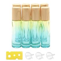 Newzoll 8Pcs 10ml (1/3oz) Rolo de vidro em frascos amarelos azul gradiente rolo frascos frascos recipiente para óleos essenciais perfume lip bálsamos