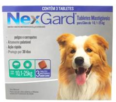 NexGard Antipulgas e Carrapatos para Cães de 10,1 a 25kg 3 tabletes