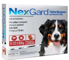 NexGard Antipulgas e Carrapatos para Cães de 25,1 a 50 kg 3 tabletes