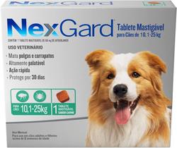 Nexgard Cães 10,1 a 25kg 1 Tablete Mastigável Palatável Anti Pulgas Carrapatos