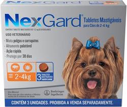 Nexgard Cães 2-4kg: Antipulgas e Carrapatos em 3 Comprimidos Mastigáveis Nexgard Cães 2-4kg: Antipulgas e Carrapatos em 3 Comprimidos Mastigáveis