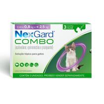 Nexgard Combo 3Pipetas para Gatos Antipulgas Sarna Vermífugo 0,82,5kg