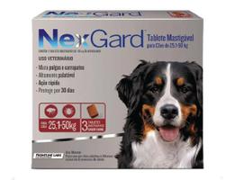 NexGard para Cães de 25 A 50 Kg 3 UNIDADES + 1 CAIXA VERMIFUGO VERMIVET