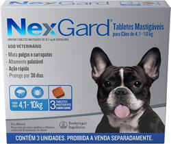 NexGard para Cães de 4 A 10 Kg 3 UNIDADES + 3 VERMÍFUGOS VERMIVET
