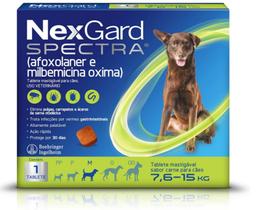 NexGard Spectra Antipulgas e Carrapatos e Vermífugo para Cães de 7,6 a 15kg - 1 tablete