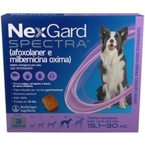 NexGard Spectra Antipulgas e Vermífugo Cães 15,1 kg a 30 kg - 3 tabletes