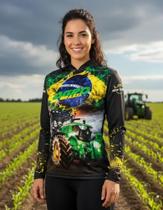 NF26M Camisa Agro Verde Militar com proteção uv