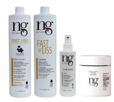 Ng De France Fast Liss Realinhamento Capilar Vegano + Spray Protetor Térmico Thermo Repair + Shampoo + Máscara Hidratação Intensa
