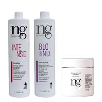 Ng De France Shampoo Hidratante Intense 1L + Condicionador Matizador Loiros Grisalhos Silver Blond 1L+ Máscara Intense Cabelos Secos e com Frizz
