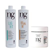 Ng De France Shampoo Light Cabelos finos e oleosos 1 litro + Condicionador Nutrição Repair 1l + Máscara Repair Reconstrução 500g Ng De France Shampoo Light Cabelos finos e oleosos 1 litro + Condicionador Nutrição Repair 1l + Máscara Repair Reconstrução 500g