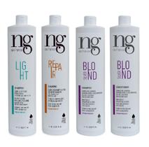 Ng De France Shampoo Light Cabelos Finos e Oleosos 1l + Shampoo Repair Nutrição 1l + Shampoo E Condicionador Silver Blond Desamarelador 1L