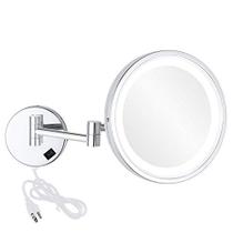 Nicesail LED iluminado espelho de montagem na parede 8,5 polegadas com ampliação de 7X, espelho de maquiagem montável giratório com acabamento Plug Chrome (8.5in, 7X)