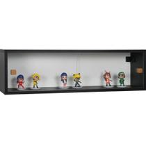 Nicho 80x23x18 Preto c/ Portas de Acrílico Puxador Montante Natural