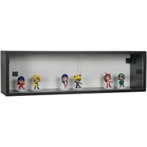 Nicho 80x23x18 Preto c/ Portas de Acrílico Puxador Montante Preto
