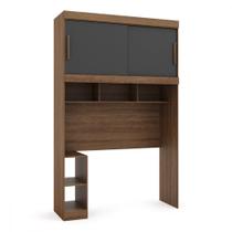 Nicho Aéreo Batrol Genova Solteiro Com Mesa de Cabeceira Ipê Grafite Nicho Aéreo Batrol Genova Solteiro Com Mesa de Cabeceira Ipê Grafite