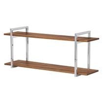 Nicho Banheiro Cromado Com Prateleiras Amadeirado 80Cm Nicho Banheiro Cromado Com Prateleiras Amadeirado 80Cm