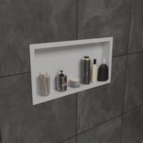 Nicho Banheiro Decorativo Branco e Preto - plástico super resistente 33x63cm