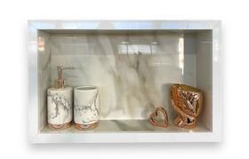 Nicho Banheiro Porcelanato Marmo Douro 30x50x11 Borda de Alumínio