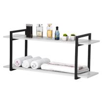 Nicho Banheiro Preto Com Prateleiras Branco 100cm