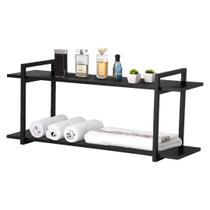 Nicho Banheiro Preto Com Prateleiras Preto 100cm