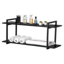 Nicho Banheiro Preto Com Prateleiras Preto 100cm