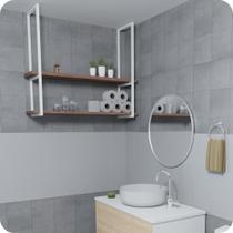 Nicho Branco Prateleira Suspensa 100cm Teto Banheiro Madeira