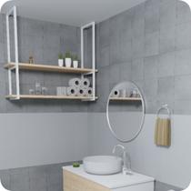 Nicho Branco Prateleira Suspensa Teto Banheiro Madeira 100cm