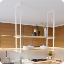 Nicho Branco Prateleira Suspensa Teto Cozinha Madeirado 60cm Nicho Branco Prateleira Suspensa Teto Cozinha Madeirado 60cm