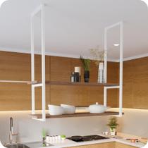 Nicho Branco Prateleira Suspensa Teto Cozinha Madeirado 80cm