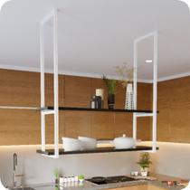 Nicho Branco Prateleira Suspensa Teto Cozinha Preta 1.20mt Nicho Branco Prateleira Suspensa Teto Cozinha Preta 1.20mt