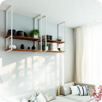 Nicho Branco Prateleira Suspensa Teto Sala Madeirado 80cm Nicho Branco Prateleira Suspensa Teto Sala Madeirado 80cm
