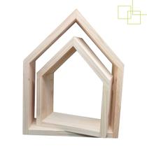 Nicho Casinha Madeira Pinus Decoração Parede P.G 2 Peças Nicho Casinha Madeira Pinus Decoração Parede P.G 2 Peças